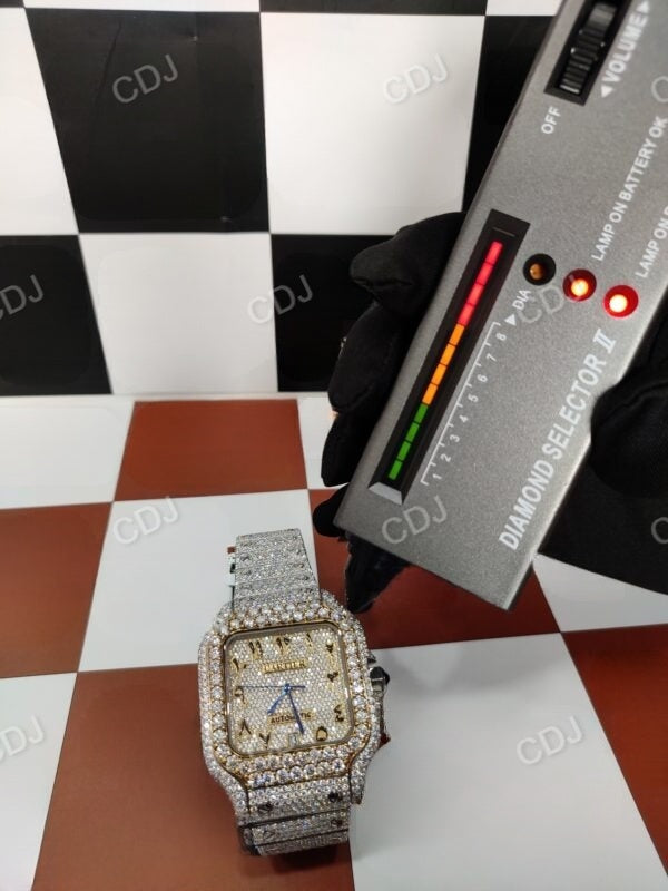 41MM Stainless Steel Natural Diamond Studded Wrist Watch customdiamjewel