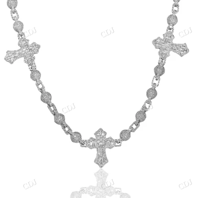 925 Silver Moissanite Diamond Ball Cross Chain hip hop jewelry CustomDiamJewel
