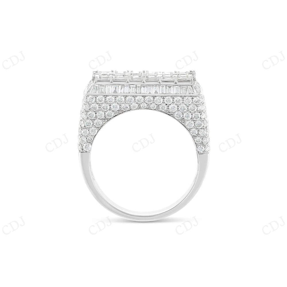 Mens 18k White Gold Baguette Lab Grown Diamond Fashion Ring hip hop jewelry CustomDiamJewel