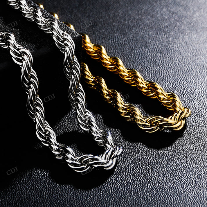 Antique 8MM Sterling Silver Rope Chain hip hop jewelry CustomDiamJewel