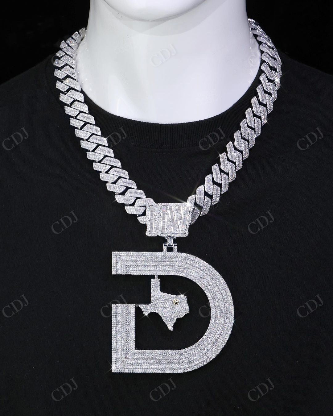 Iced Out Diamond Letter Pendant hip hop jewelry CustomDiamJewel   