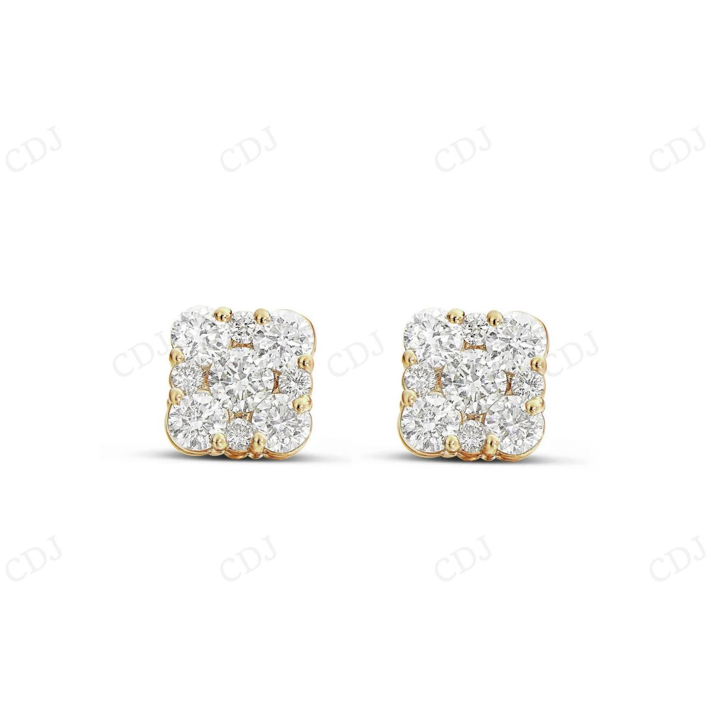 0.80 CT Square Diamond Cluster Stud Earrings Stud earrings CustomDiamJewel
