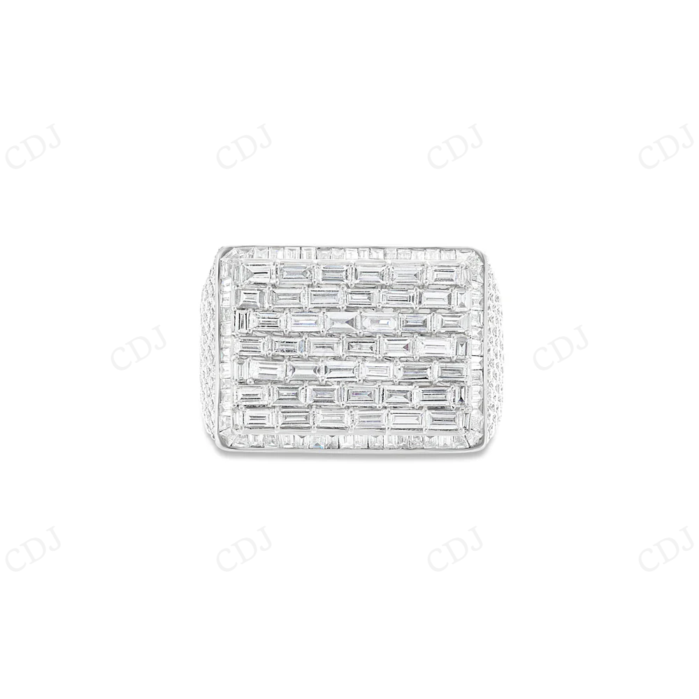 Mens 18k White Gold Baguette Lab Grown Diamond Fashion Ring hip hop jewelry CustomDiamJewel