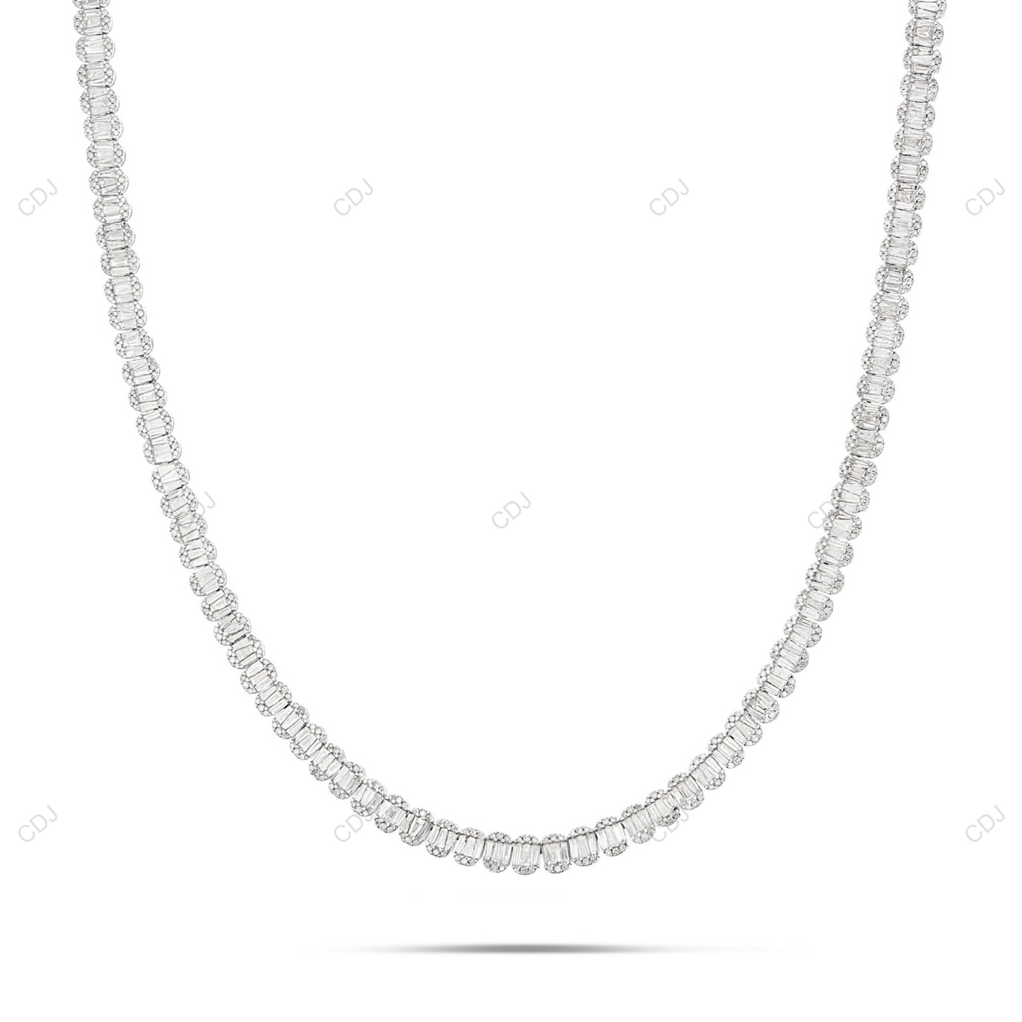 925 Sterling Silver White Gold Plated Tennis Chain CustomDiamJewel