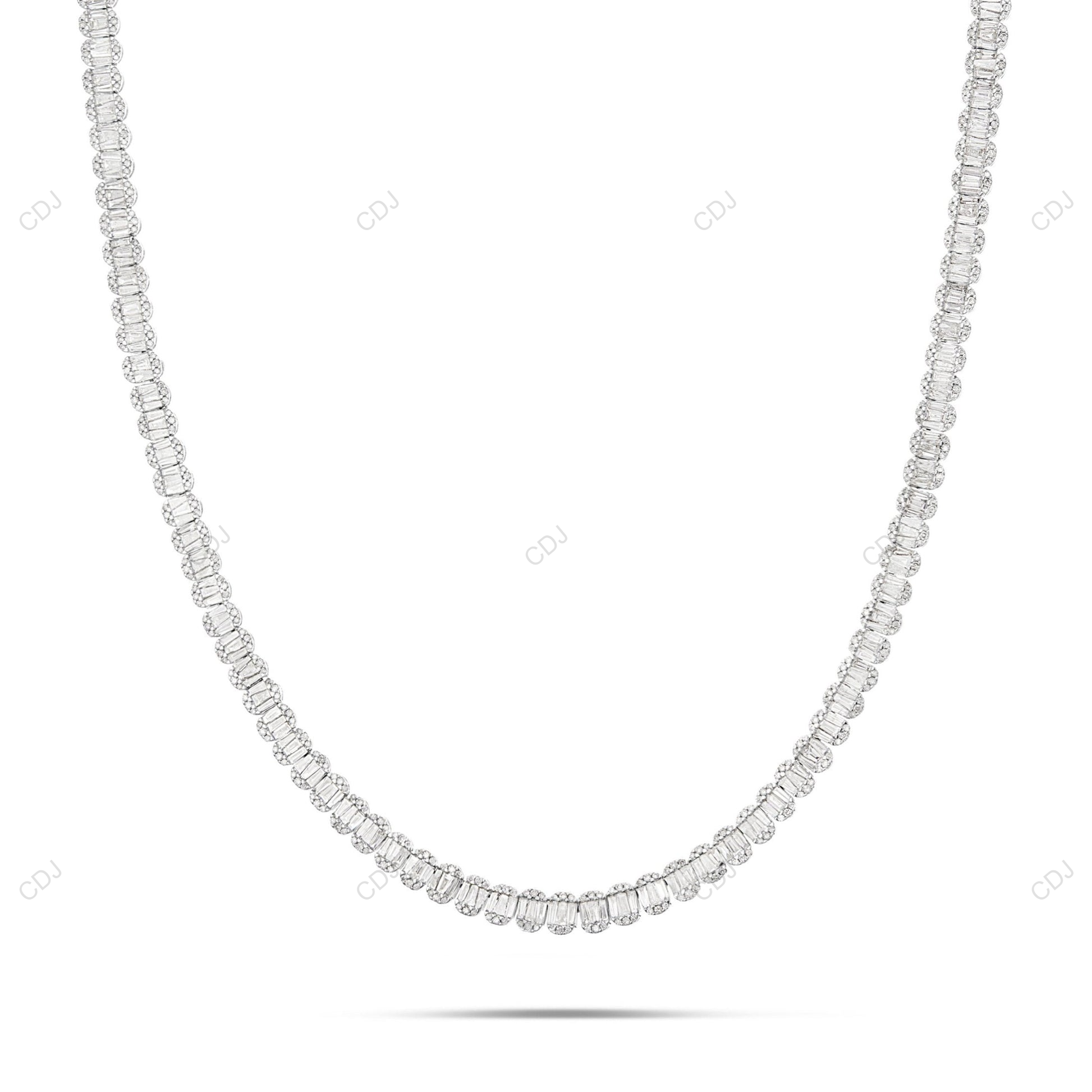 925 Sterling Silver White Gold Plated Tennis Chain CustomDiamJewel