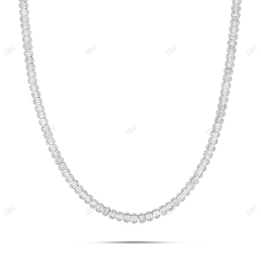 925 Sterling Silver White Gold Plated Tennis Chain CustomDiamJewel