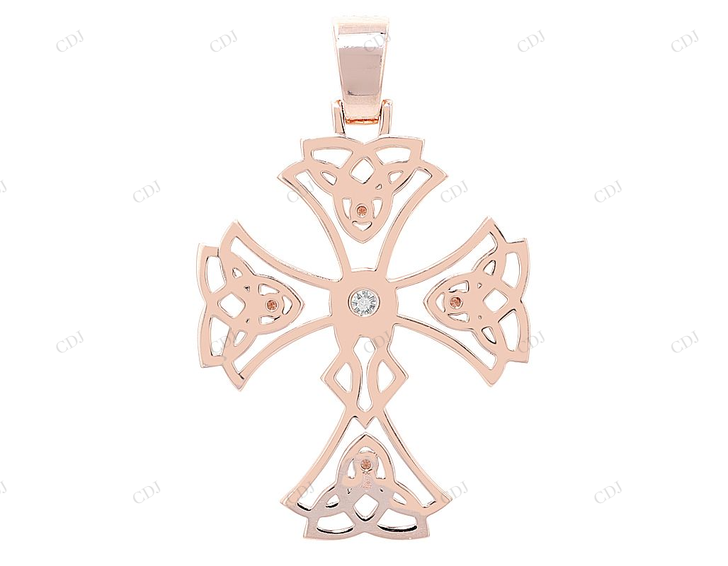 Flower Cross 2.2 Inch Lab Grown Diamond 10K Gold Pendant Hip Hop Pendent CustomDiamJewel