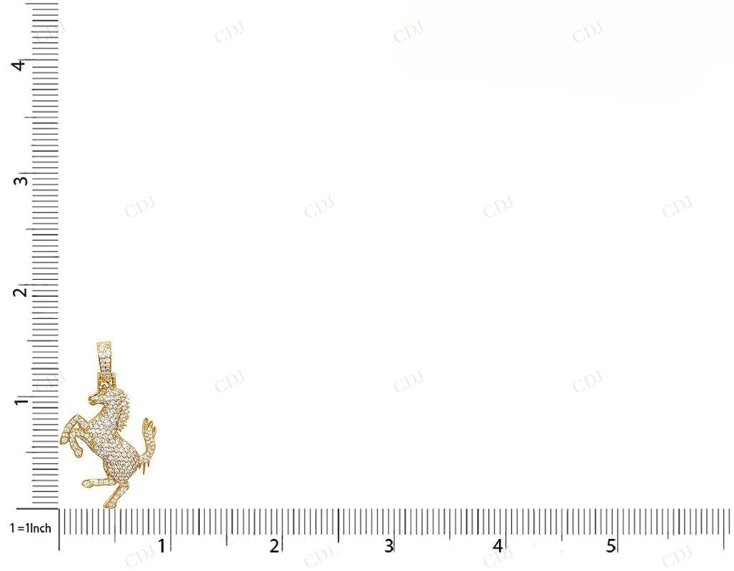 1.5 Inch Sterling Silver Classic Moissanite Horse Pendant CustomDiamJewel