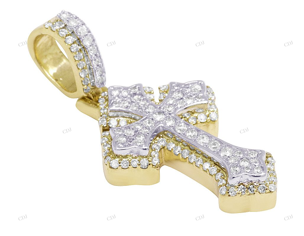 Customized Two Tone Gothic 10k Cross Pendant hip hop jewelry CustomDiamJewel