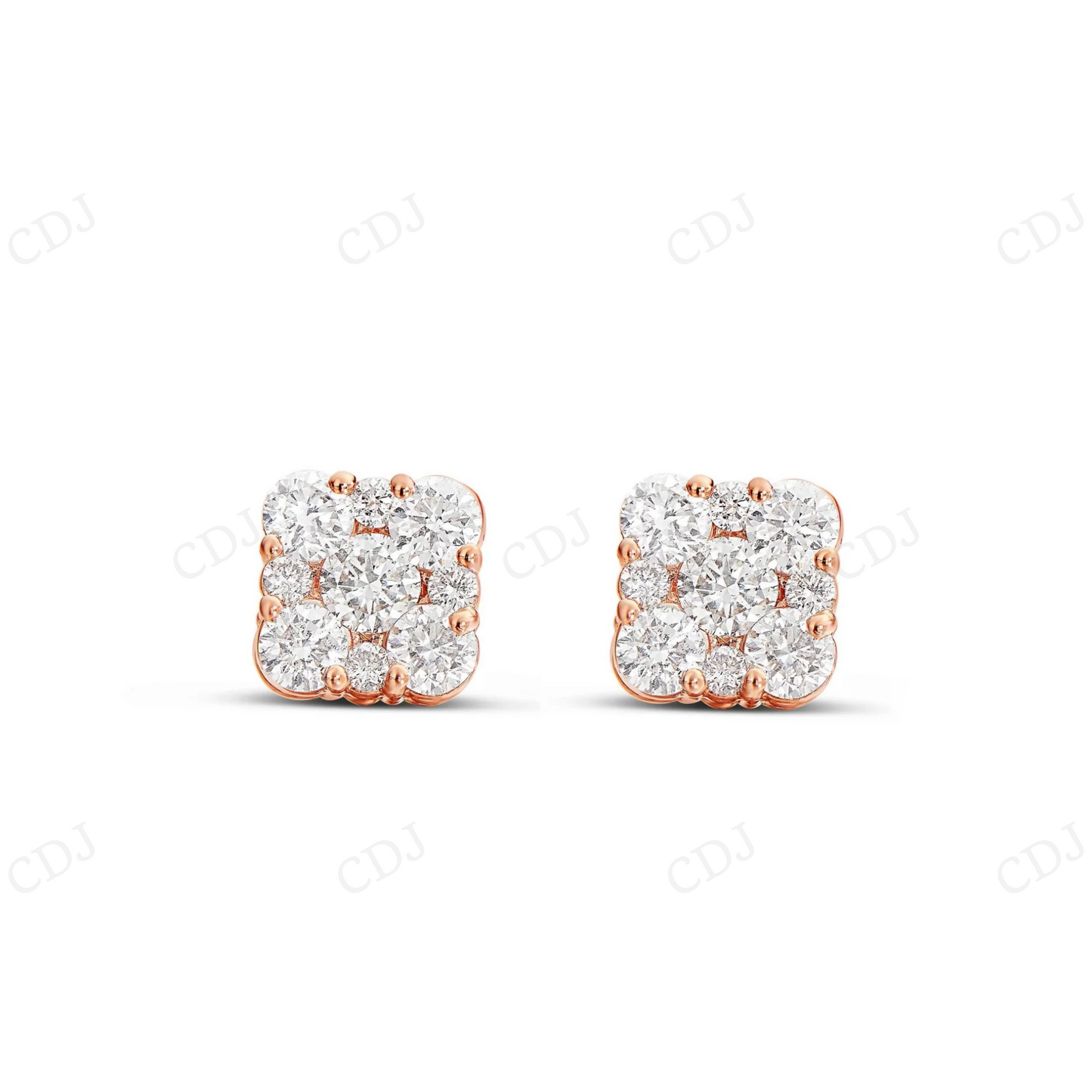 0.80 CT Square Diamond Cluster Stud Earrings Stud earrings CustomDiamJewel
