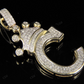 1.5" 0.31 CTW Initial Letter 'C' 10K Gold Diamond Crown Pendant CustomDiamJewel