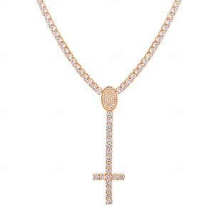 Fully Iced Out VVS D Moissanite Crosses Shape Tennis Chain Necklace hip hop jewelry CustomDiamJewel