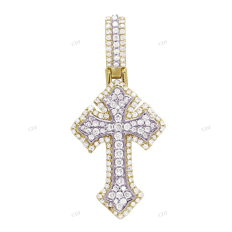 Customized Two Tone Gothic 10k Cross Pendant hip hop jewelry CustomDiamJewel