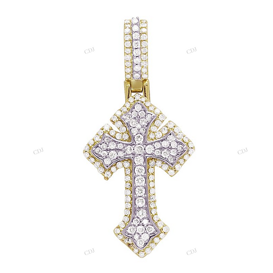 Customized Two Tone Gothic 10k Cross Pendant hip hop jewelry CustomDiamJewel