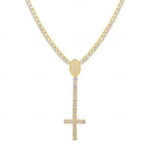 Fully Iced Out VVS D Moissanite Crosses Shape Tennis Chain Necklace hip hop jewelry CustomDiamJewel