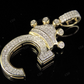 1.5" 0.31 CTW Initial Letter 'C' 10K Gold Diamond Crown Pendant CustomDiamJewel