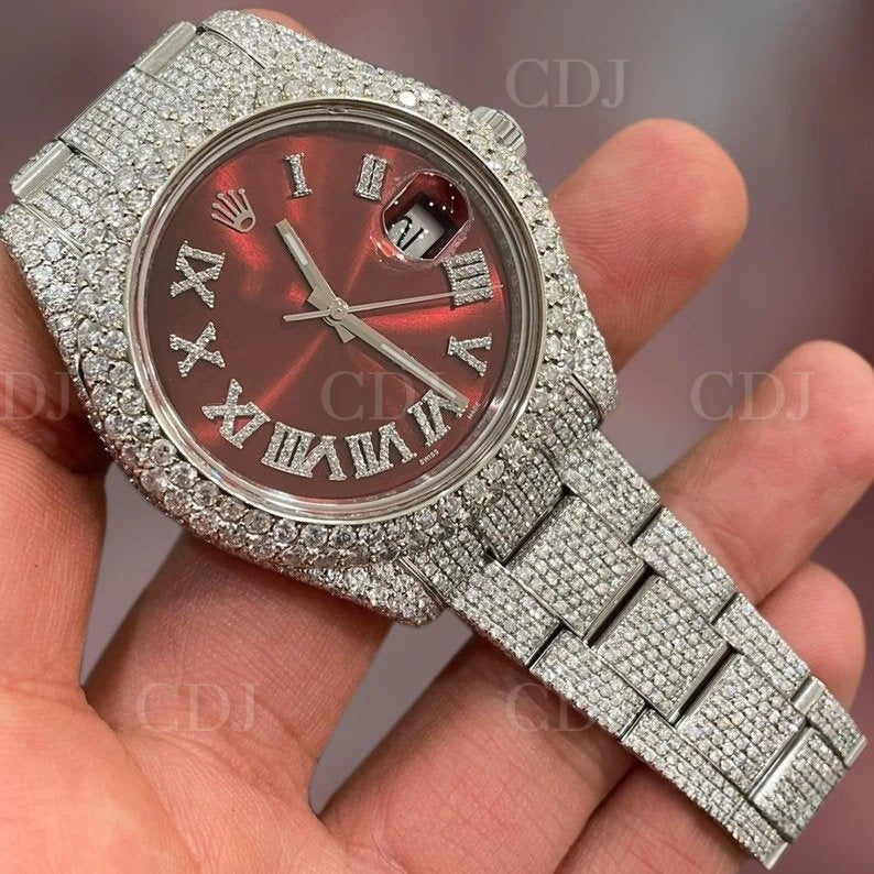 Full White Rolex Oyster Brown Dial Watch customdiamjewel