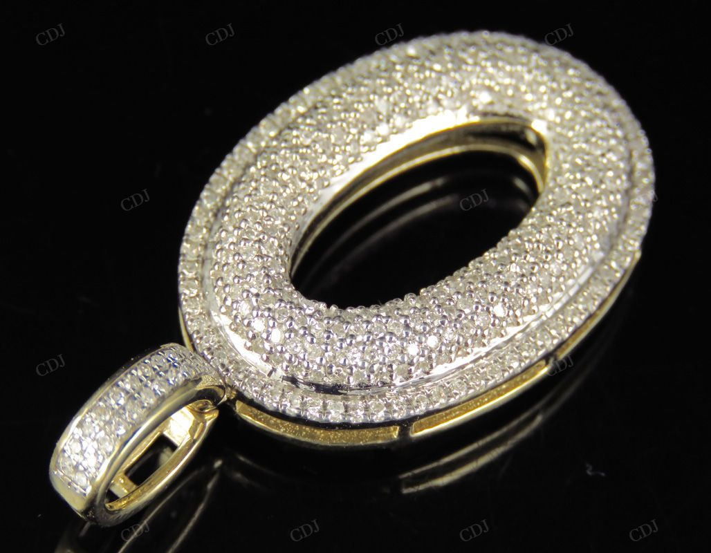 1.4" 0.85 CTW 10K Gold Natural Diamond Initial O Letter Pendant CustomDiamJewel