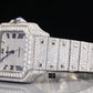 Full White Cartier Santos Natural Diamond Watch customdiamjewel