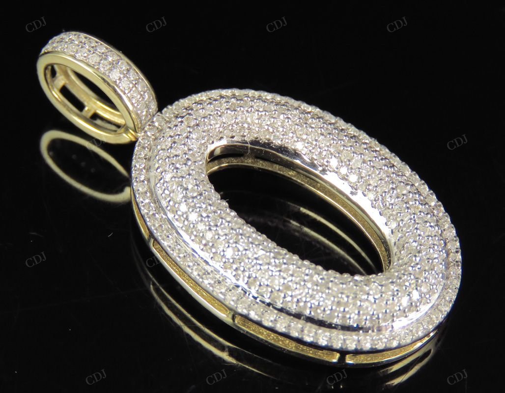 1.4" 0.85 CTW 10K Gold Natural Diamond Initial O Letter Pendant CustomDiamJewel