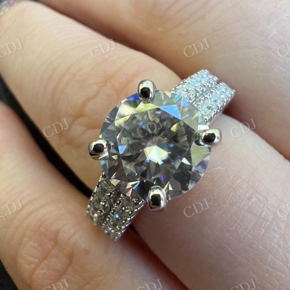 Two Band Moissanite Engagement Ring For Women  customdiamjewel   