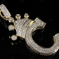 1.5" 0.31 CTW Initial Letter 'C' 10K Gold Diamond Crown Pendant CustomDiamJewel