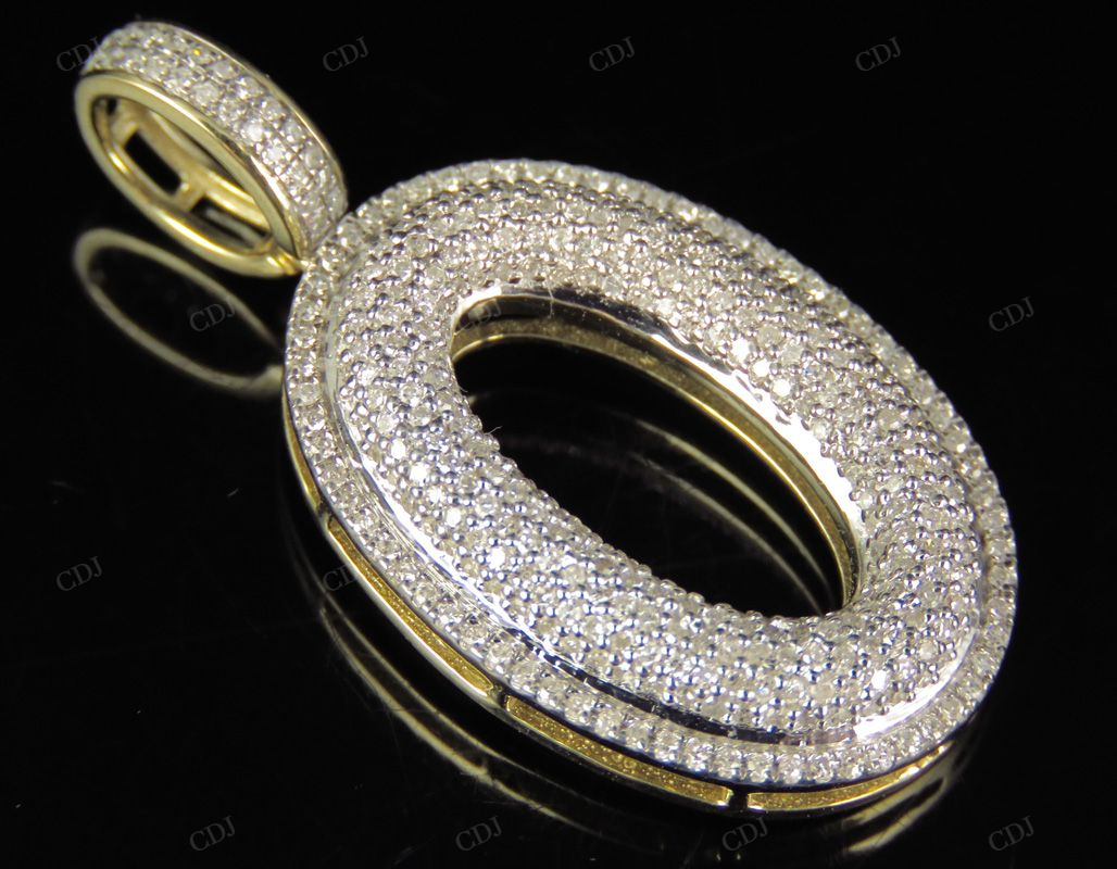1.4" 0.85 CTW 10K Gold Natural Diamond Initial O Letter Pendant CustomDiamJewel