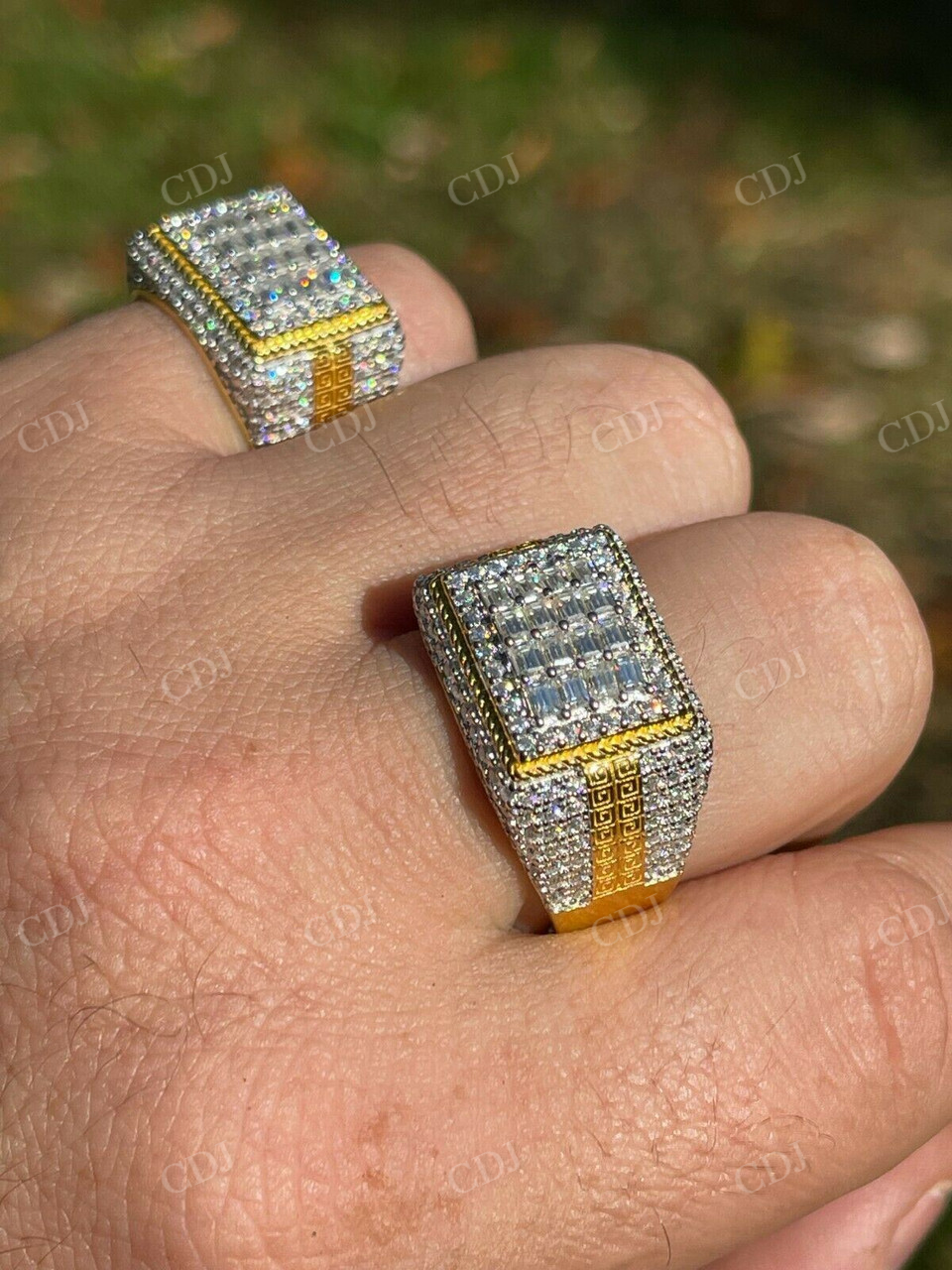 Alternating Round And Baguette Diamond Hip Hop Ring  customdiamjewel   