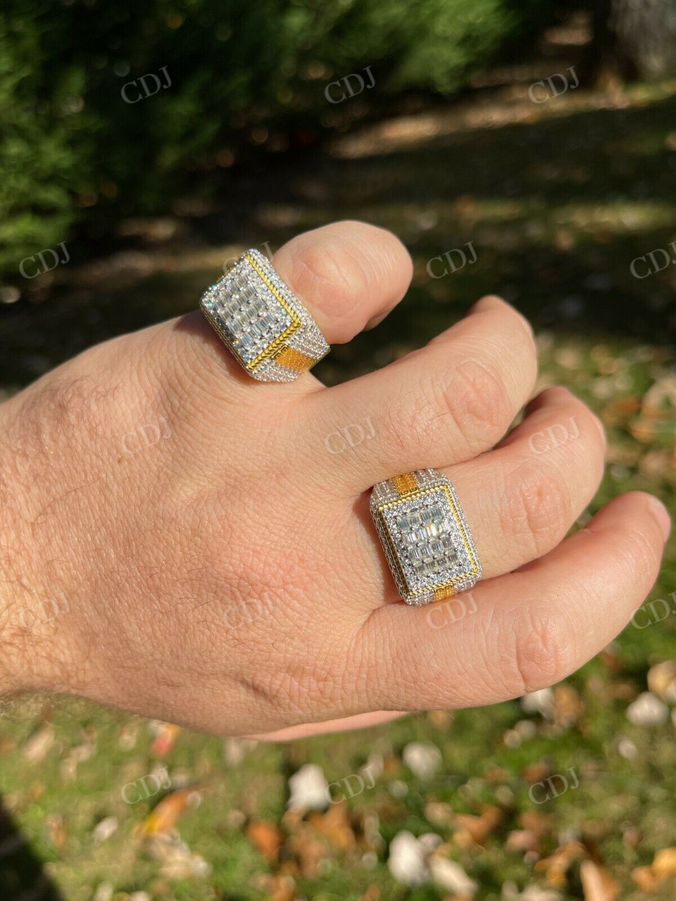 Alternating Round And Baguette Diamond Hip Hop Ring  customdiamjewel   