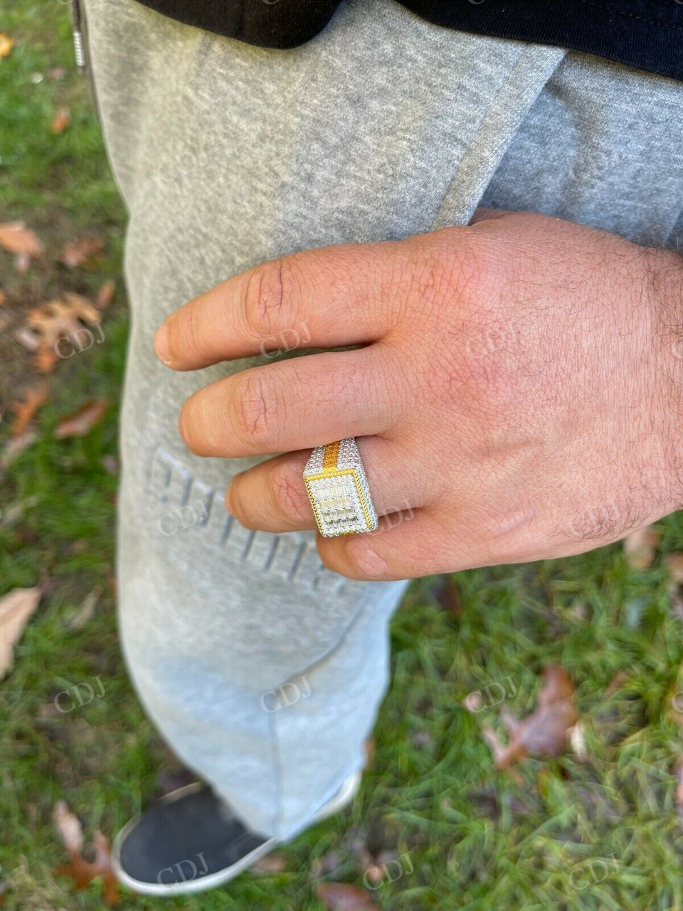 Alternating Round And Baguette Diamond Hip Hop Ring  customdiamjewel   