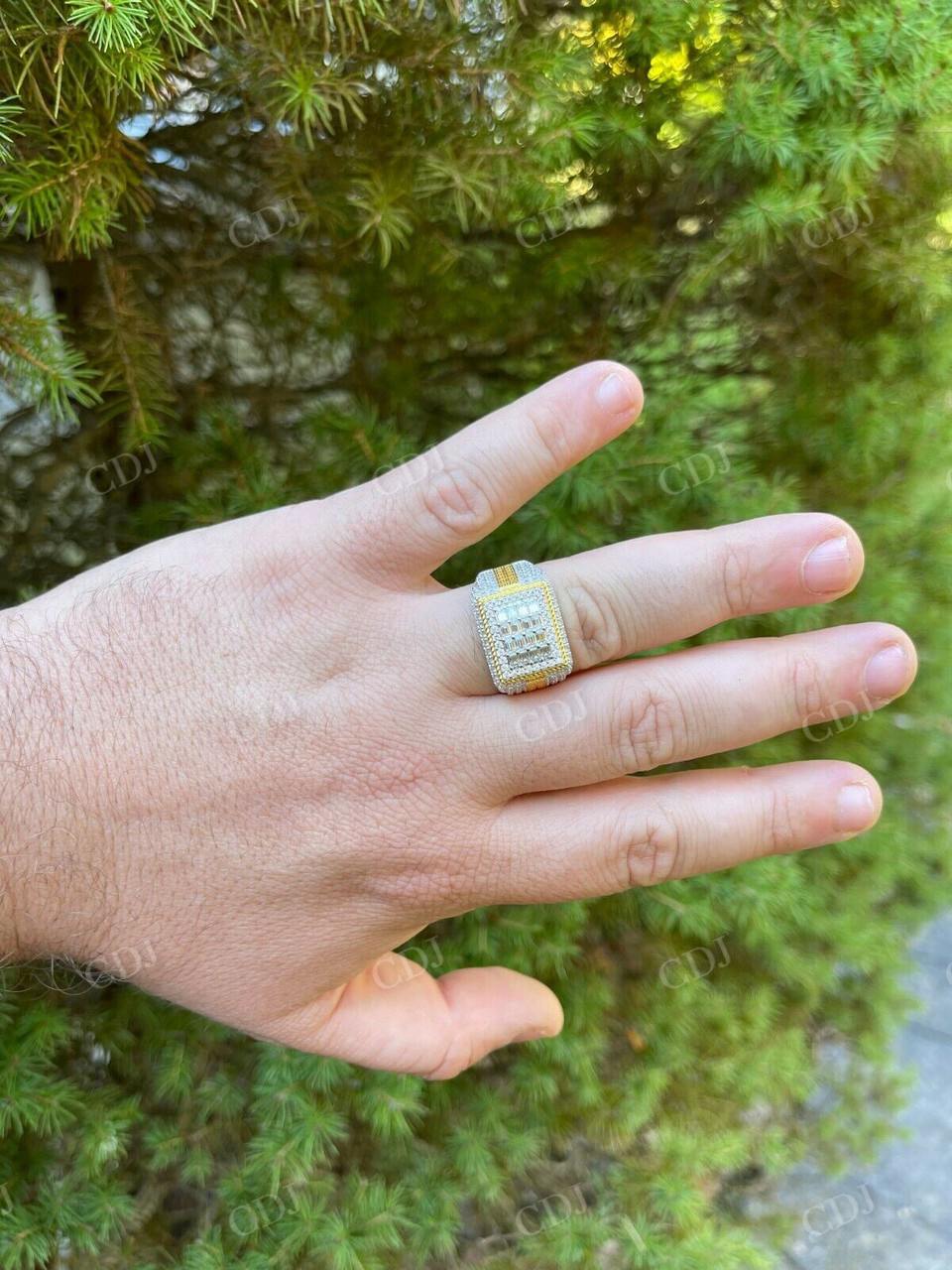 Alternating Round And Baguette Diamond Hip Hop Ring  customdiamjewel   