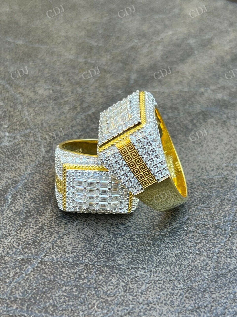 Alternating Round And Baguette Diamond Hip Hop Ring  customdiamjewel   