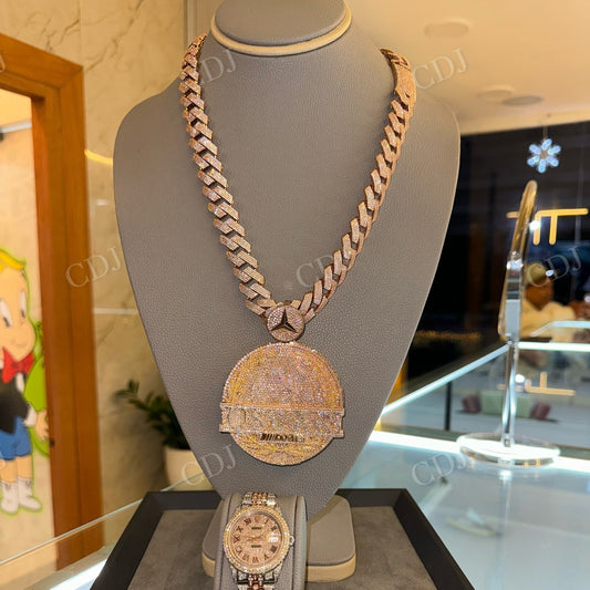 VVS Moissanite Diamond 10K Gold Plated Hip Hop Pendant hip hop jewelry CustomDiamJewel   