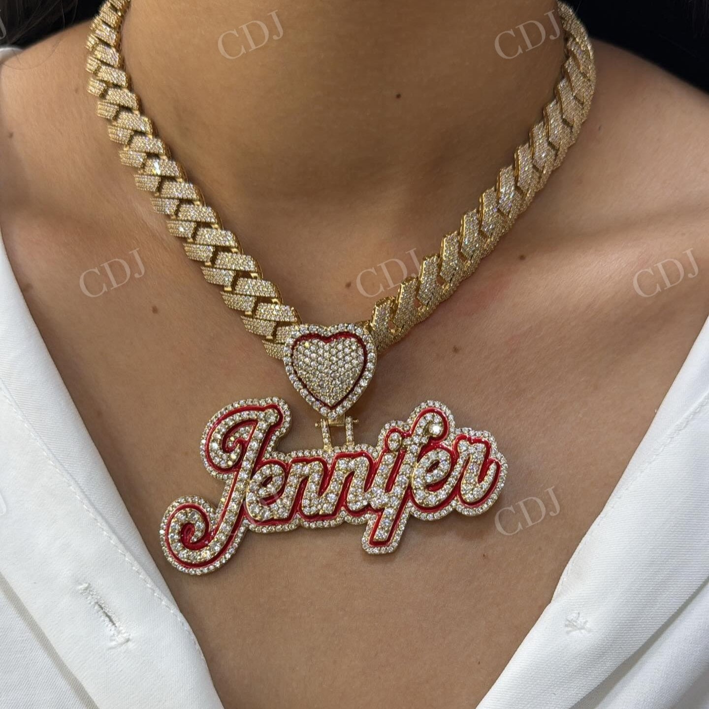10K Yellow Gold Hip Hop Custom Name Jennifer Pendant hip hop jewelry CustomDiamJewel   