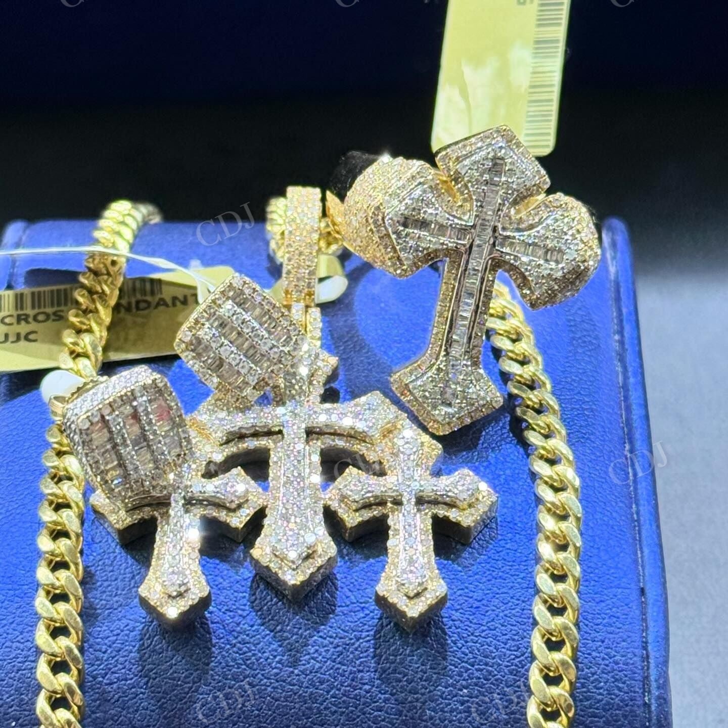 10K Yellow Gold Moissanite Diamond Cross Pendant hip hop jewelry CustomDiamJewel   