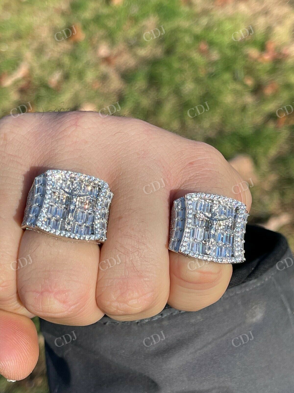 Baguette Jesus Men's Ice out Hip Hop Ring  customdiamjewel   