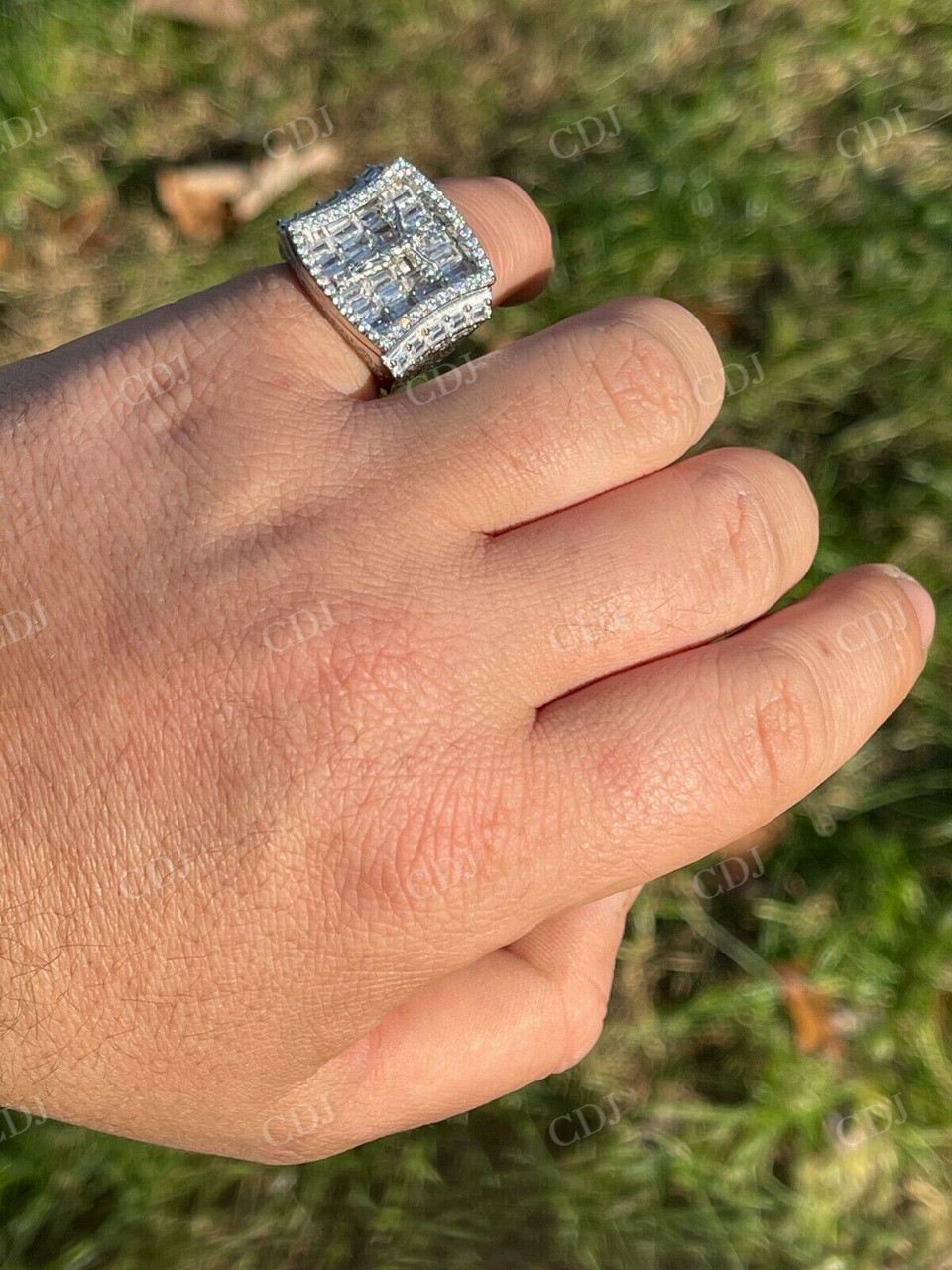 Baguette Jesus Men's Ice out Hip Hop Ring  customdiamjewel   