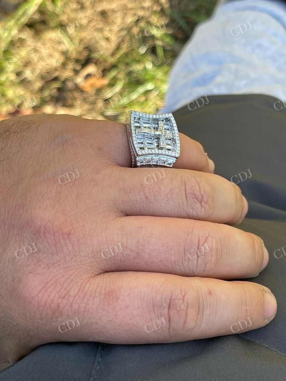 Baguette Jesus Men's Ice out Hip Hop Ring  customdiamjewel   