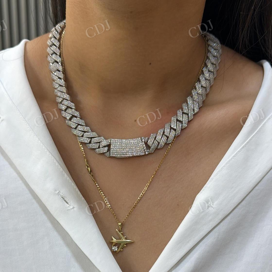 925 Sterling Silver VVs Moissanite Diamond Cuban link Chain hip hop jewelry CustomDiamJewel