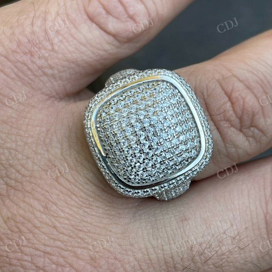 Moissanite Iced Out White Gold Dome Ring For Men  customdiamjewel   