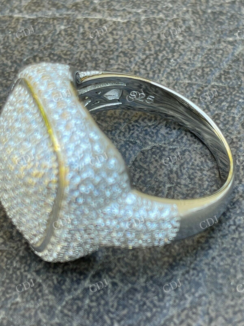 Moissanite Iced Out White Gold Dome Ring For Men  customdiamjewel   