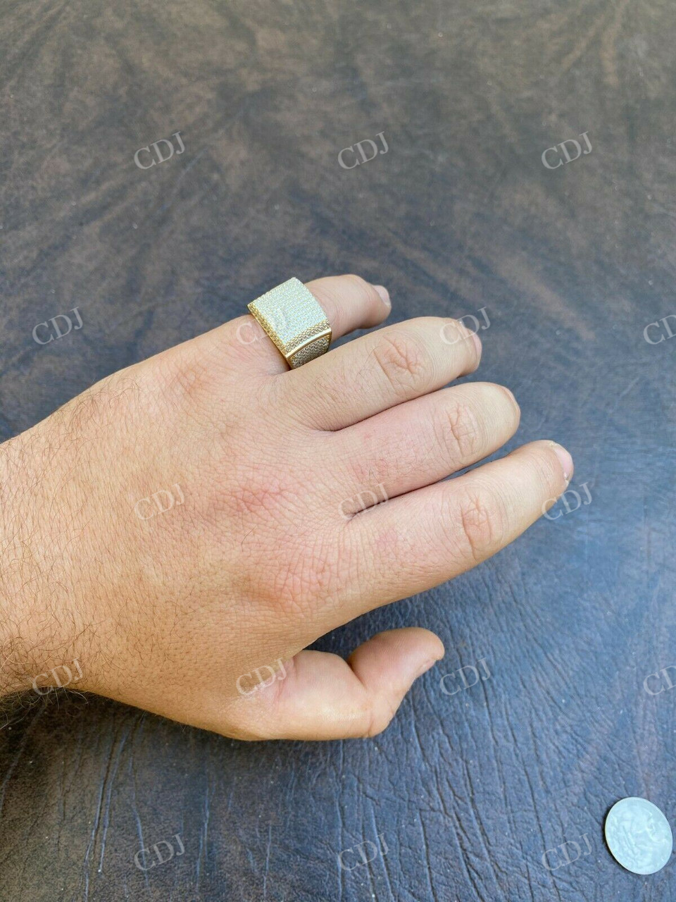 Large Solid Gold Diamond Hip Hop Ring  customdiamjewel   
