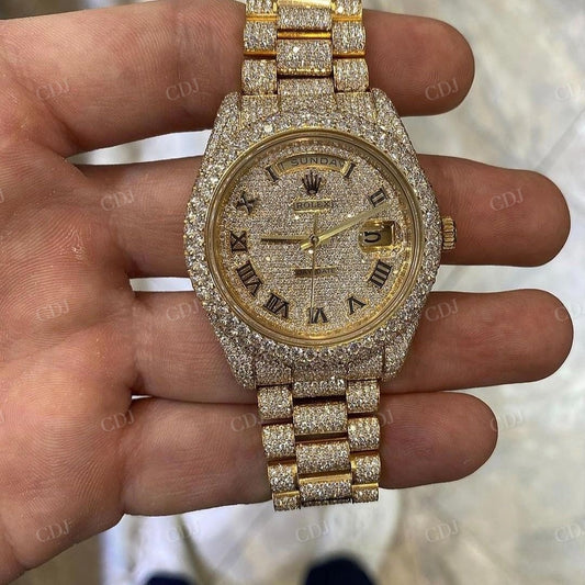 Rolex Gold Plated Fully Diamond Watch  customdiamjewel   