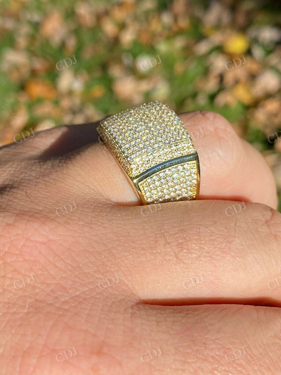 Large Solid Gold Diamond Hip Hop Ring  customdiamjewel   
