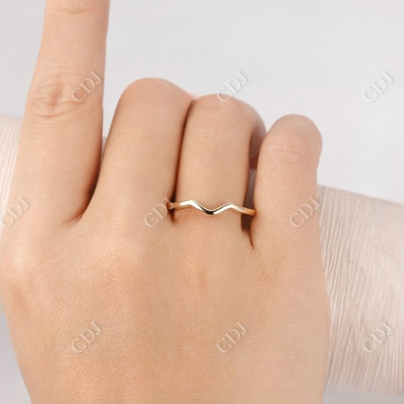 14K Yellow Gold Simple Thin Curved Plain Wedding Band  customdiamjewel   