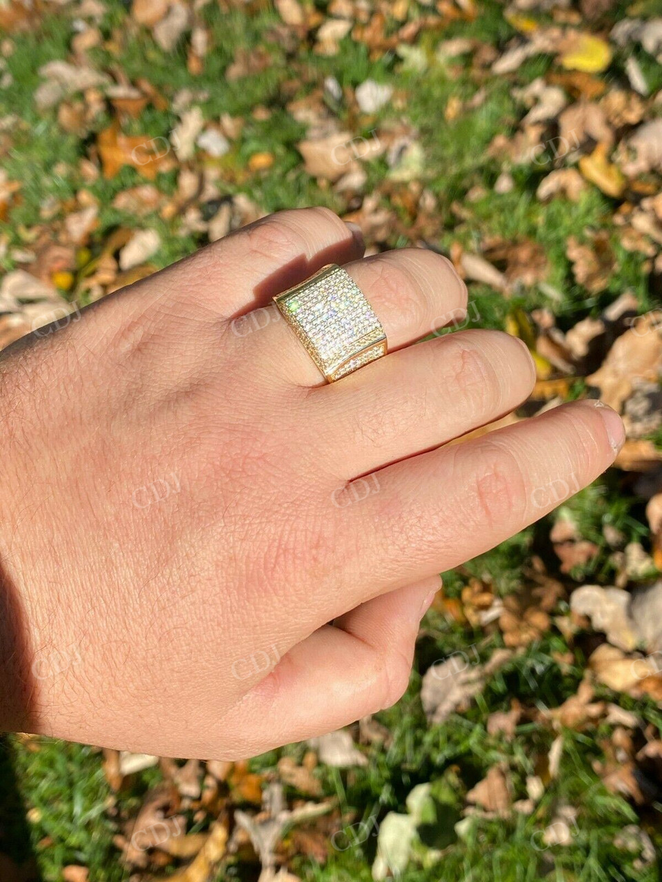 Large Solid Gold Diamond Hip Hop Ring  customdiamjewel   