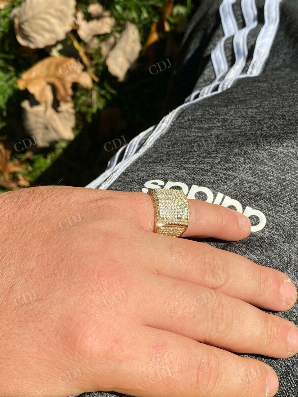 Large Solid Gold Diamond Hip Hop Ring  customdiamjewel   