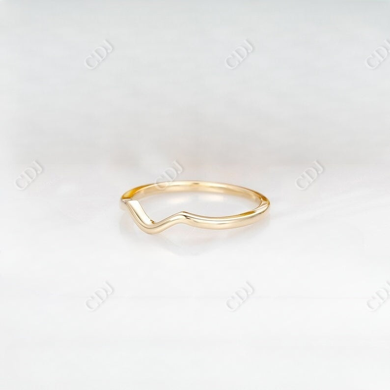 14K Yellow Gold Simple Thin Curved Plain Wedding Band  customdiamjewel   
