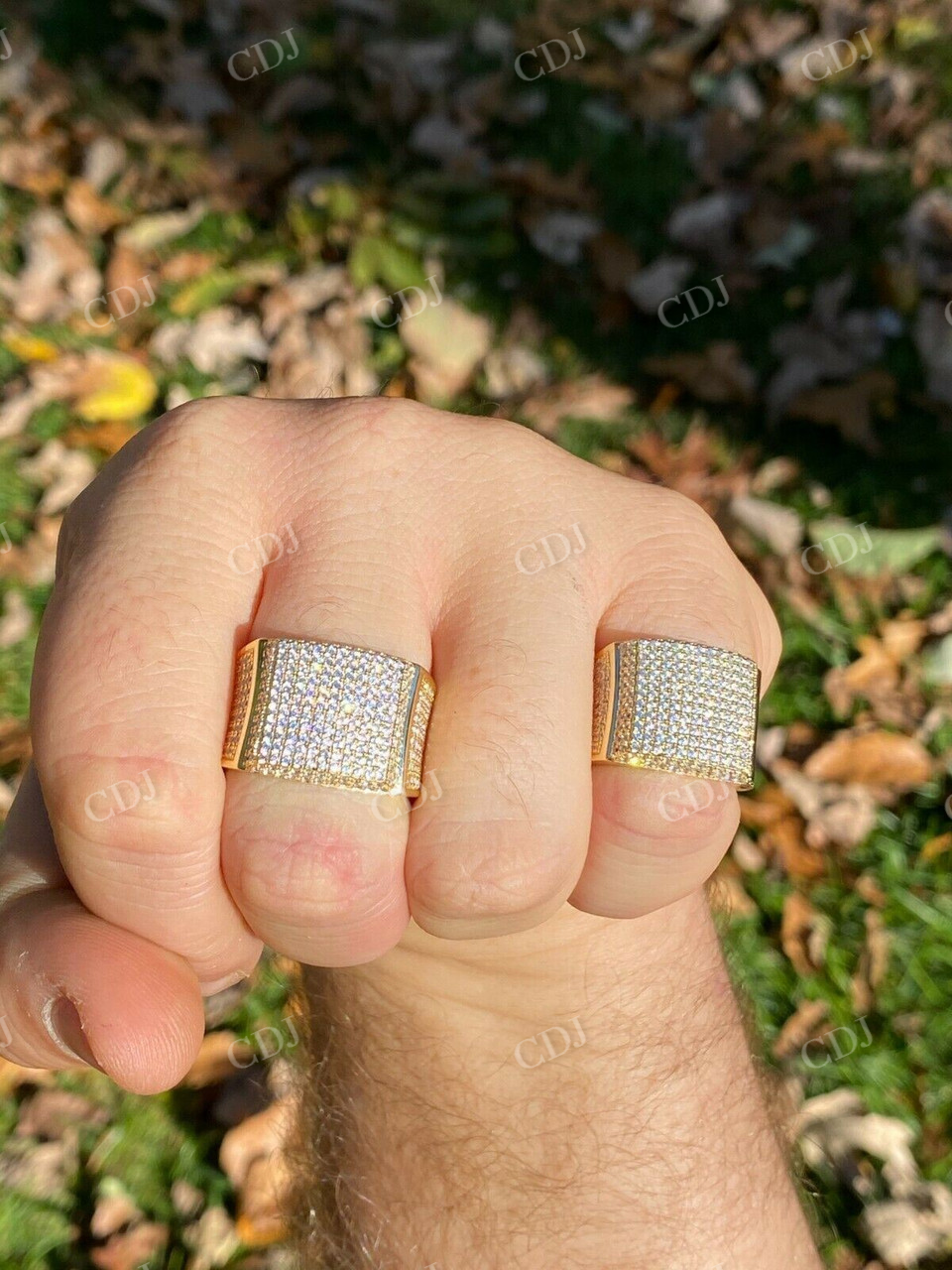 Large Solid Gold Diamond Hip Hop Ring  customdiamjewel   