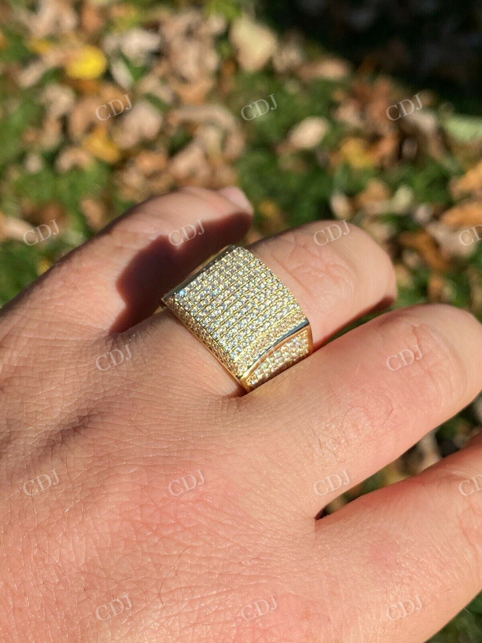 Large Solid Gold Diamond Hip Hop Ring  customdiamjewel   